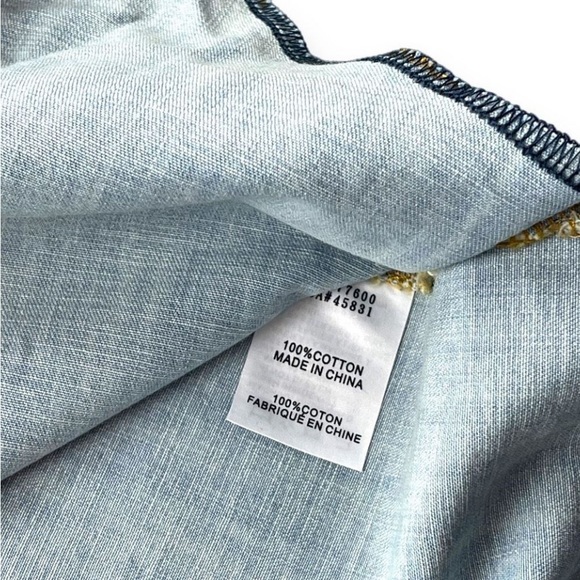 Free People X Sandrine Rose Pearl Snap Denim Shirt -Size Large -NWT- MSRP $298 - Picture 8 of 11